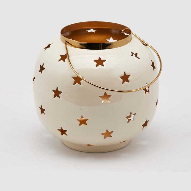 Lanterna Metal Champagne con stelle - H 20 CM - Enzo de Gasperi