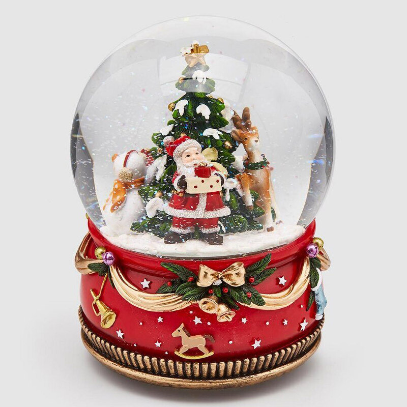 Carillon Babbo Natale con Albero, Renna e Regali  H 21cm - Enzo de Gasperi