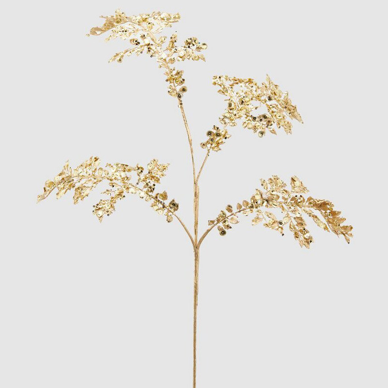 Ramo decorativo Nandina Paillettes Oro H 83 cm - Enzo de Gasperi