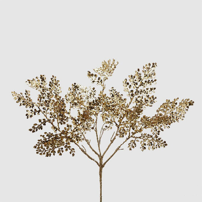 Ramo decorativo Felce Oro con glitter H 46 cm - Enzo de Gasperi