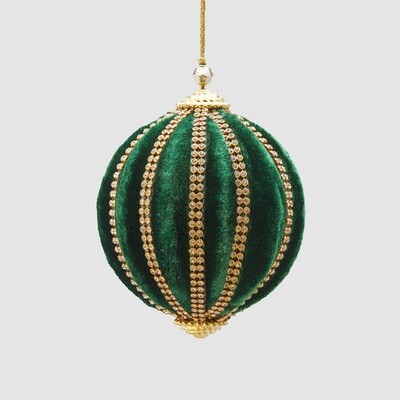Palla di Natale in velluto verde con brillantini Ø 10 cm - Enzo de Gasperi