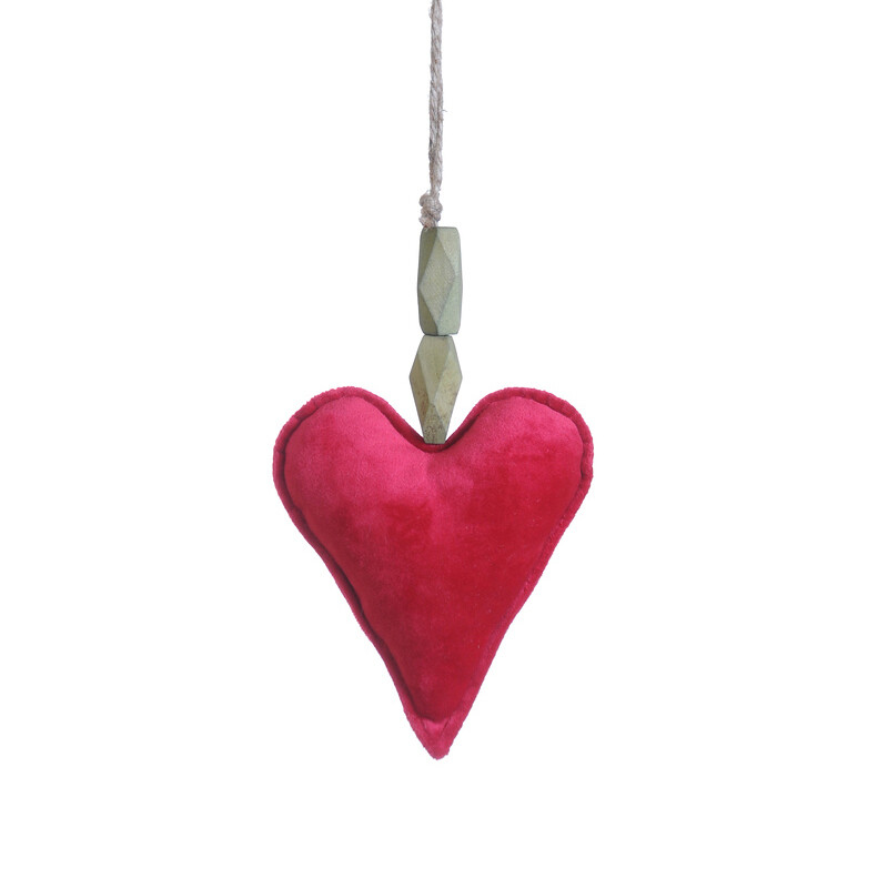 Hogewoning Pendaglio Cuore  Velvet  Rosso - H 15 cm
