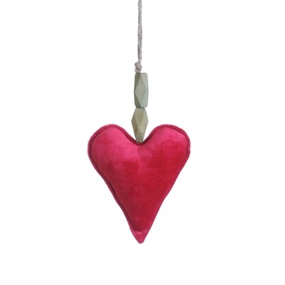 Hogewoning Pendaglio Cuore  Velvet  Rosso - H 15 cm