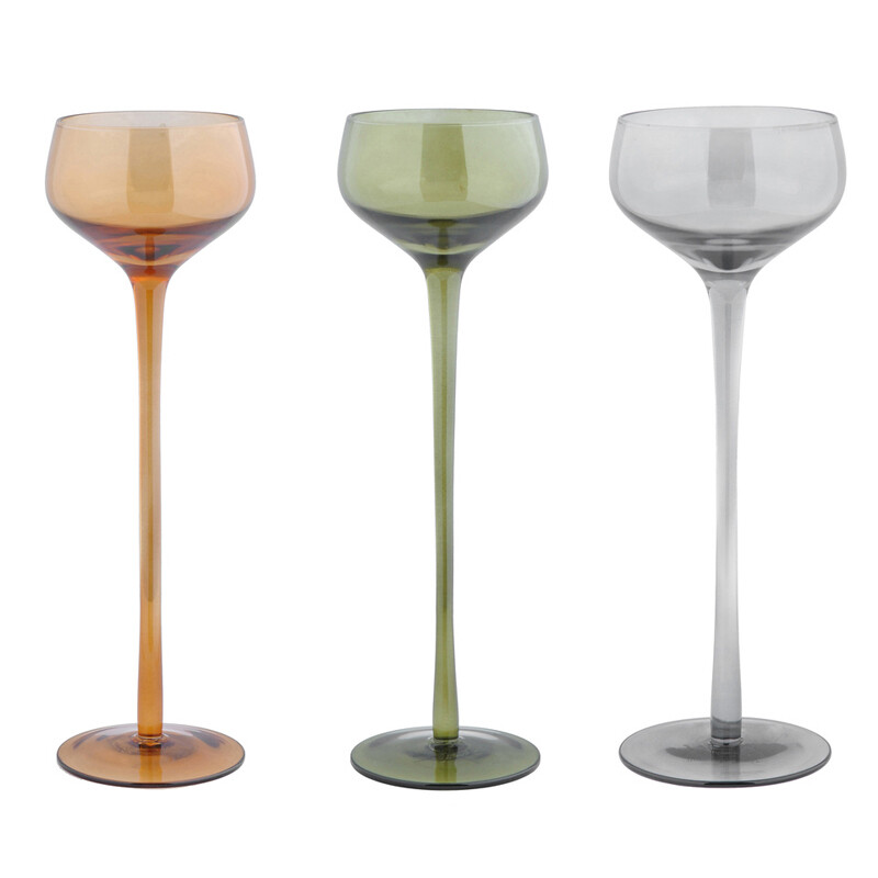 Hogewoning Porta Tealight Calice in vetro gambo Lungo - H26 cm