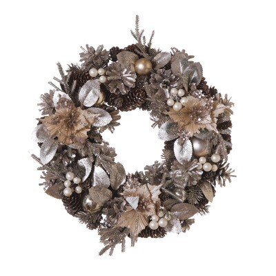 Hogewoning Centrotavola Luxury con sfere platino - Ø 35 cm