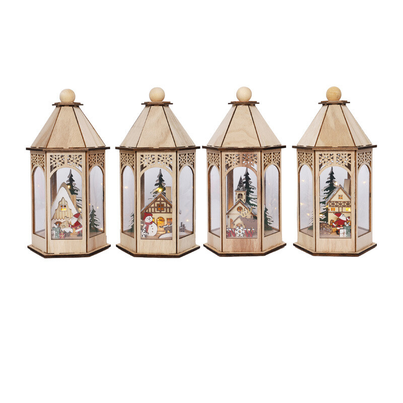 Hogewoning Lanterna Wood con Luci Led - H 30 cm