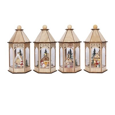Hogewoning Lanterna Wood con Luci Led - H 30 cm Hogewoning Lanterna Wood con Luci Led - H 30 cm