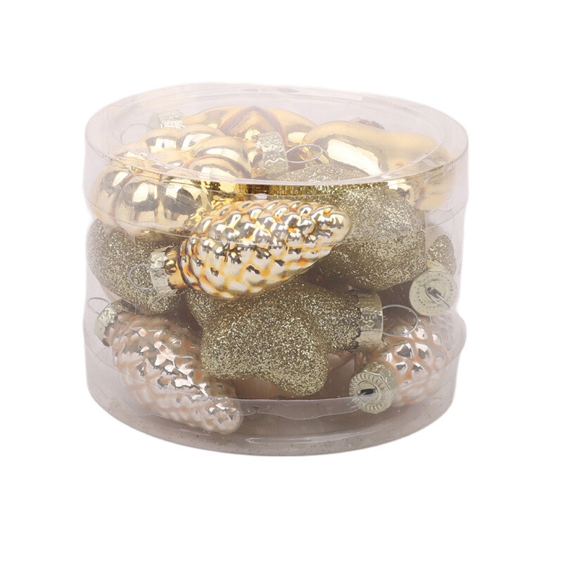 Hogewoning Confezione di Pignette e Stelline Glitter Oro   - 9 cm