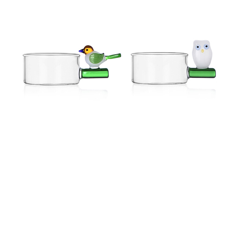 Ichendorf  Set 2 Porta Tealight Uccellino e Gufetto - H 4 cm