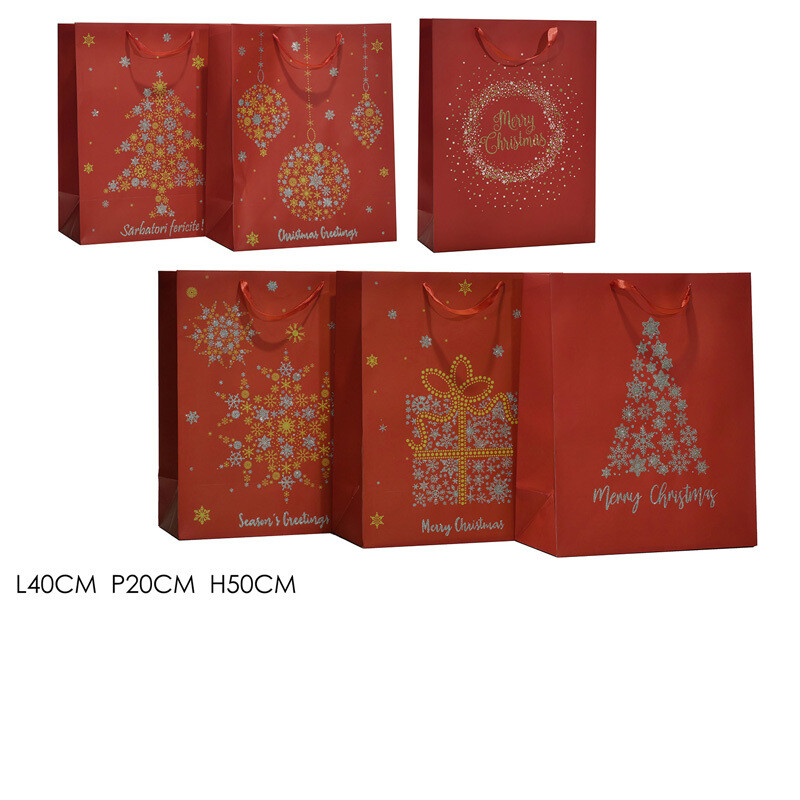 Busta Shopper Natalizia glitterata Maxi