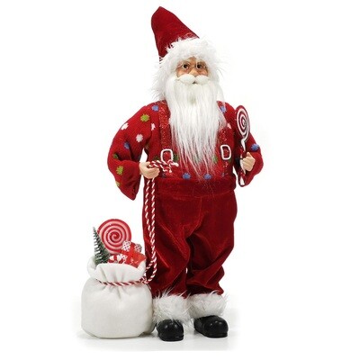 Pupazzo Babbo Natale con sacco di dolci H 45 cm