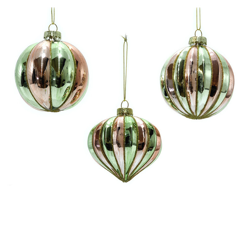 Palla in Vetro verde/rosa  Ø 8 cm