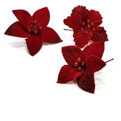 Fiore di velluto Rosso H 17 cm