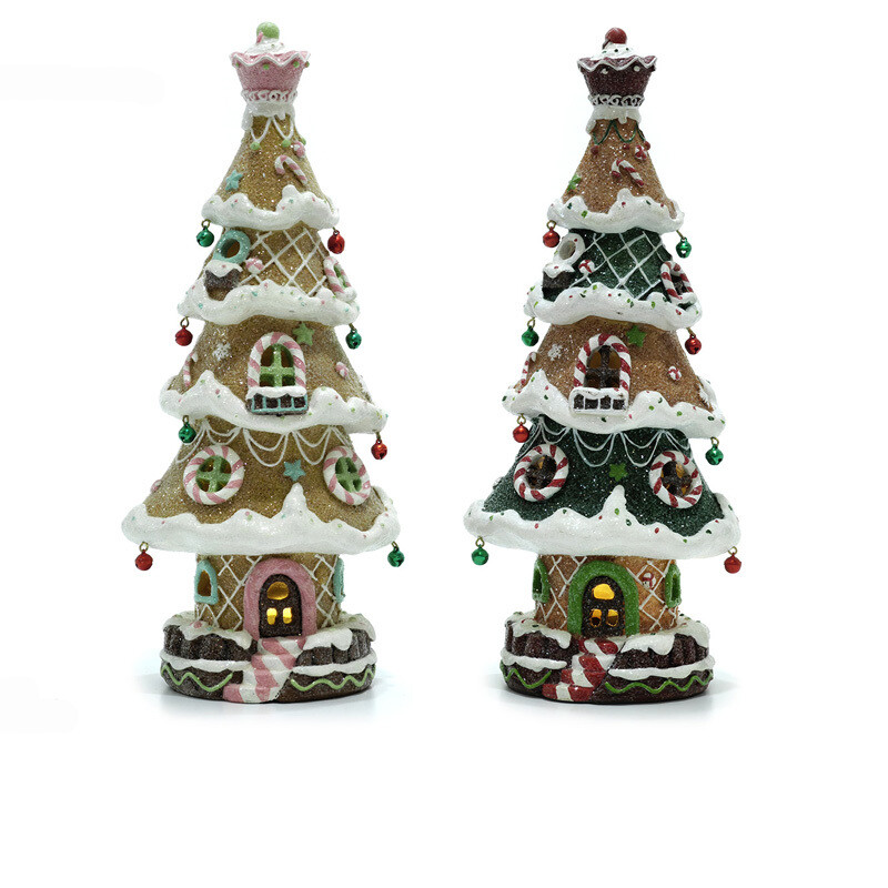 Albero Pan di Zenzero Luminoso in ceramica - H 35 cm