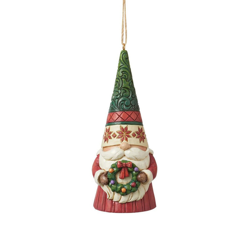 Jimshore Gnomo di Natale con Ghirlanda 12 cm