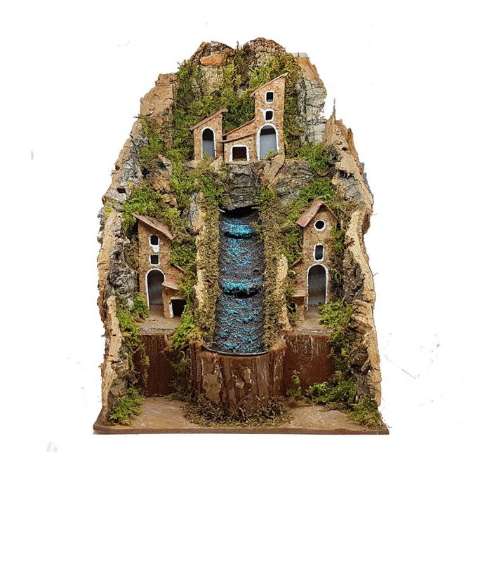 Scenario con Cascata e case per presepe