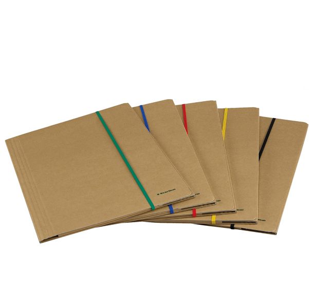 Cartellina con elastico in cartoncino I love green - 33x24 cm -avana