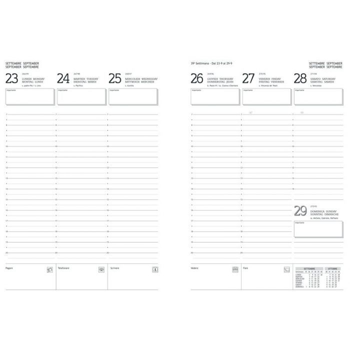 Ricambio 2025 per Agenda Settimanale senza anelli - 17,5x24 cm