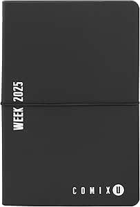 Comix - Agenda Settimanale University 2025 - 12 x 18,5 cm - Nera