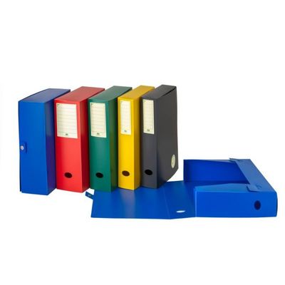 Scatola progetti pp ecologico con bottone - Dorso 8 cm - 35x25 cm - colori assortiti