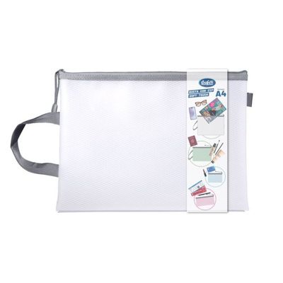 Busta con zip soft touch A4 - 24X33 cm - bianco