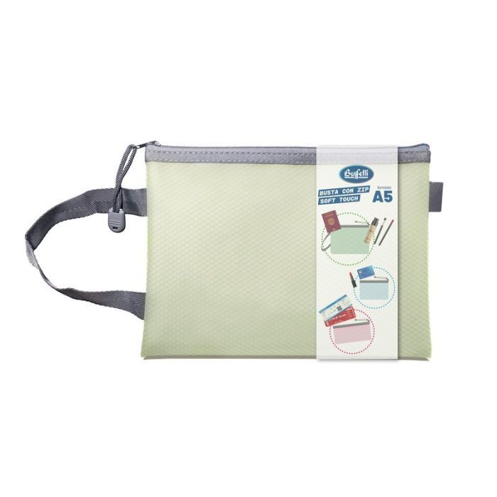 Busta con zip soft touch A5 - 17,5X23,5 cm - verde