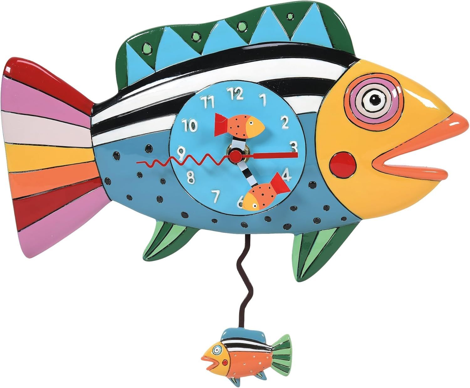 Allen Design Orologio con pendolo - Pesce Multicolore