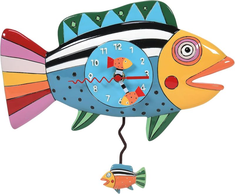 Allen Design Orologio con pendolo - Pesce Multicolore