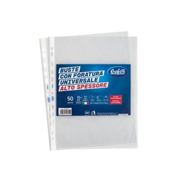 Buste a foratura universale - Polipropilene - 30x22 cm - lisce - alto spessore - conf. 50 pz.