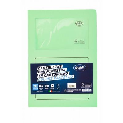 Cartelline con finestra - cartoncino ecologico - 120 g/mq - 29,7x21 cm - verde