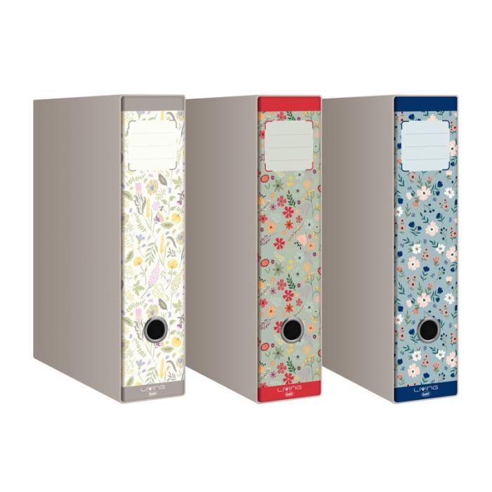Raccoglitore Living Fiori c/custodia - Formato protocollo - Dorso 8 cm - fantasie assortite