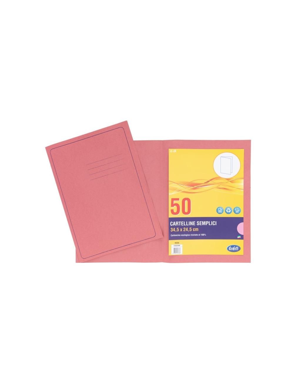 Cartelline semplici Light - cartoncino - 145 g/mq - 34,5x24,5 cm - rosa