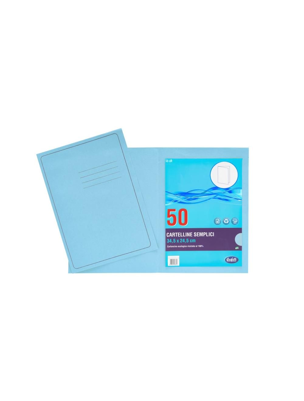 Cartelline semplici Light - cartoncino - 145 g/mq - 34,5x24,5 cm - azzurro