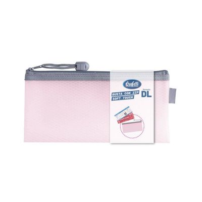 Busta con zip soft touch A5 - 11X22,5 cm - rosa