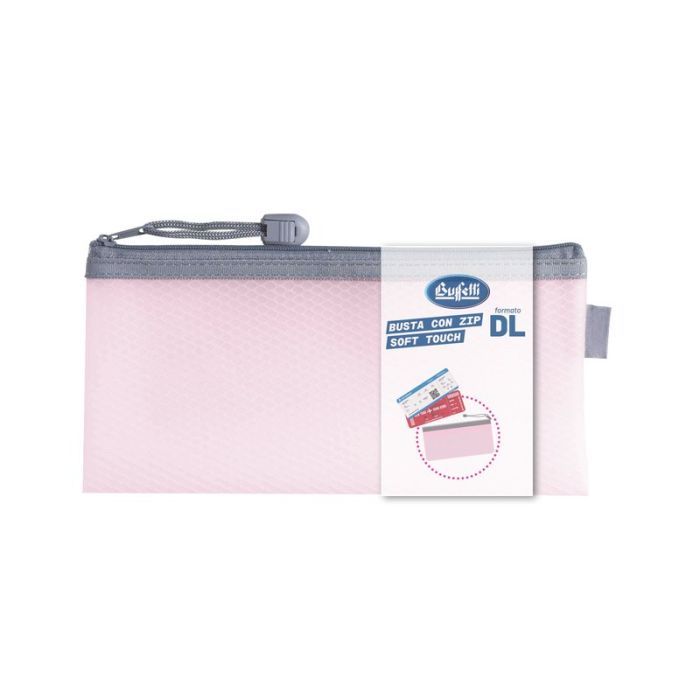 Busta con zip soft touch A5 - 11X22,5 cm - rosa