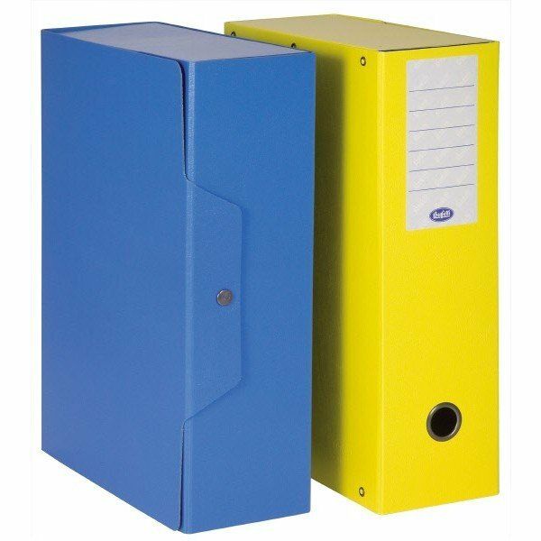 Scatola progetti con bottone - Dorso 12 cm - 35x25 cm - blu