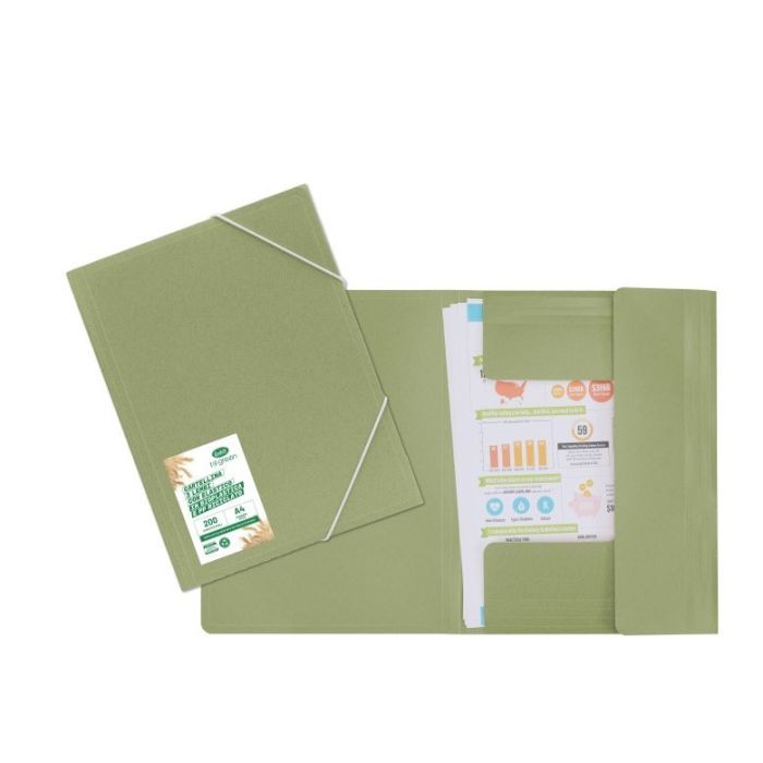 Cartellina con elastico angolare - bioplastica e pp riciclato - 29,7x21 cm - verde Cartellina con elastico angolare - bioplastica e pp riciclato - 29,7x21 cm - verde