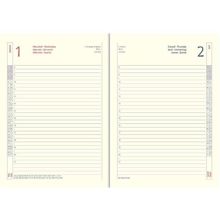 Ricambio 2026 per Agenda Giornaliera senza anelli - 17,5x24 cm