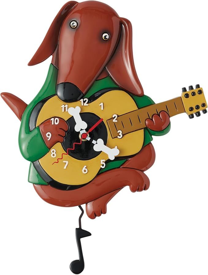 Allen Design Orologio con pendolo - Cane con Chitarra Allen Design Orologio con pendolo - Cane con Chitarra