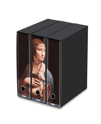 Set 3 raccoglitori - Formato Protocollo - Dorso 8 cm - Leonardo Da Vinci - Dama con Ermellino Set 3 raccoglitori - Formato Protocollo - Dorso 8 cm - Leonardo Da Vinci - Dama con Ermellino