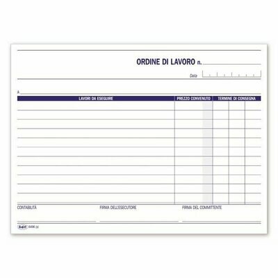 Ordini di lavorazione (descrizione, prezzo, termine di consegna) Blocco 100 fogli - 14,8x21,5 cm Ordini di lavorazione (descrizione, prezzo, termine di consegna) Blocco 100 fogli - 14,8x21,5 cm