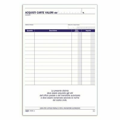 Distinta per l'acquisto di carte valori - Blocco 50/50 fogli autoricalcante - 21,5x14,8 cm