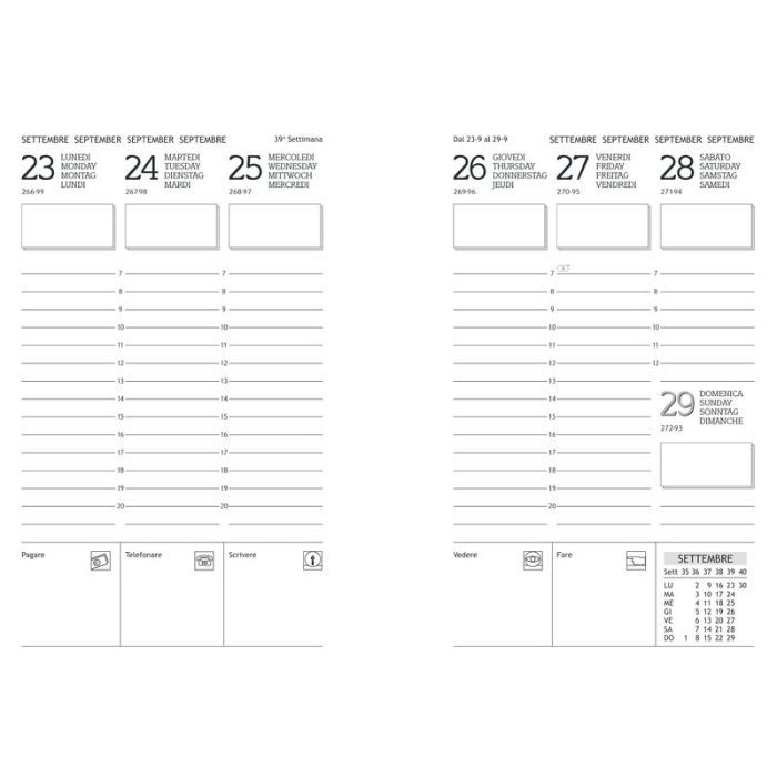 Ricambio 2027 per Agenda Settimanale senza anelli - 9x13 cm Ricambio 2027 per Agenda Settimanale senza anelli - 9x13 cm