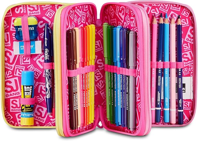 SJ GANG STYLE JAM GANG Astuccio Scuola 3 zip JOYFUL PINS GIRL