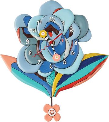 Orologio con pendolo Rosa Blu- Blue Bloom Clock - Allen Design