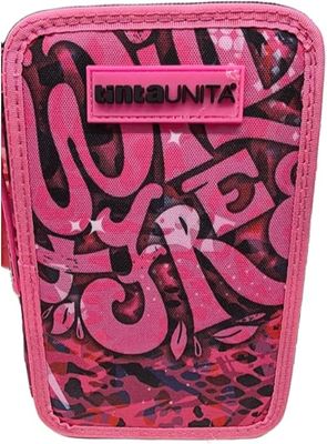 Tinta Unita Astuccio Scuola Rosa Wild Completo con Colori 3 Zip