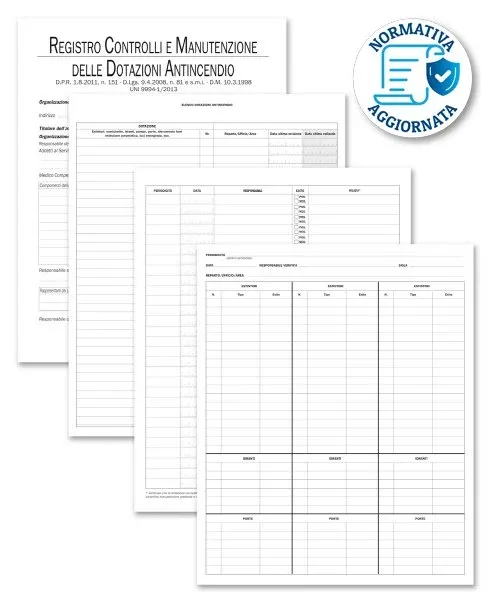 Registro controlli e manutenzione delle dotazioni antincendio - 40 pagine prenumerate - 31x24,5 cm