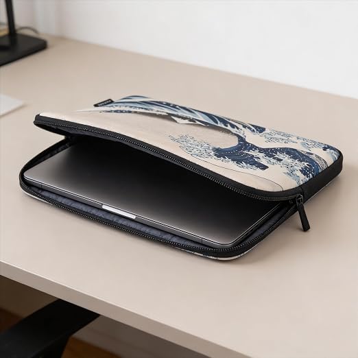 HALTADEFINIZIONE - Custodia Porta PC fino a 15”, Custodia Protettiva in EVA Imbottita  - HOKUSAI LA GRANDE ONDA DI KANAGAWA