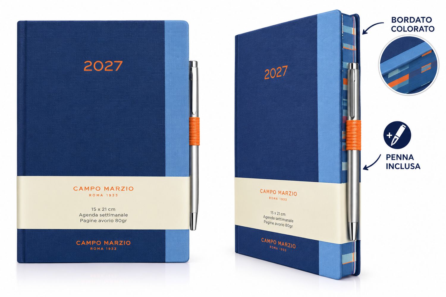 Campo Marzio Agenda 2027 Settimanale - Formato 15 x 21 - Blu