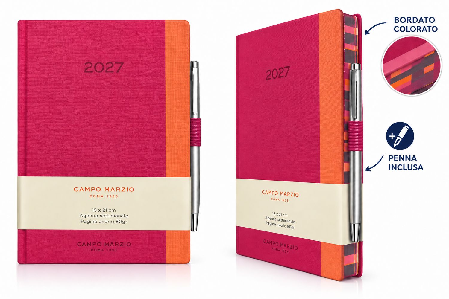 Campo Marzio Agenda 2027 Settimanale - Formato 15 x 21 - Fucsia